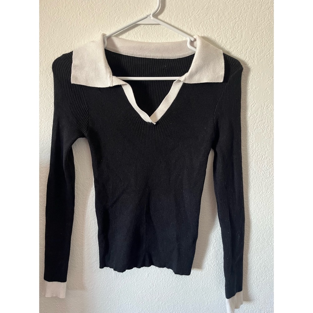 Black and White Collared Sweater